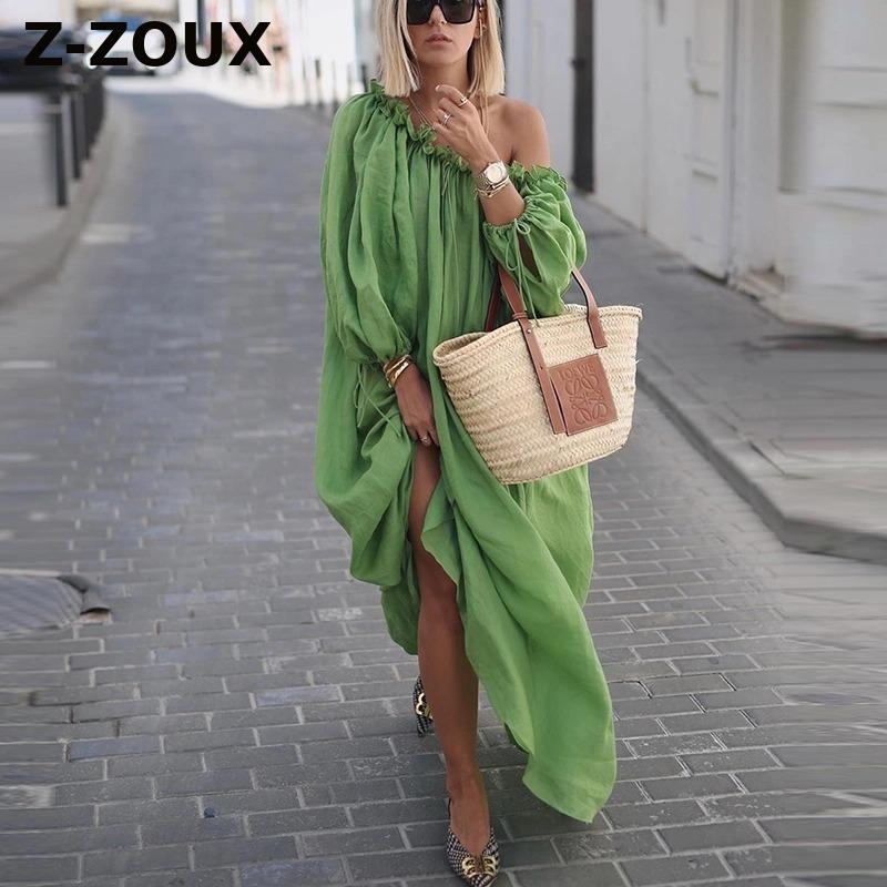 Women Dress Lantern Sleeve Slash Neck Ruffles Loose Beach Dresses Plus Size Long White Fashion 210524, Green
Women Dress Lantern Sleeve Slash Neck Ruffles Loose Beach Dresses Plus Size Long White Fashion 210524, Green