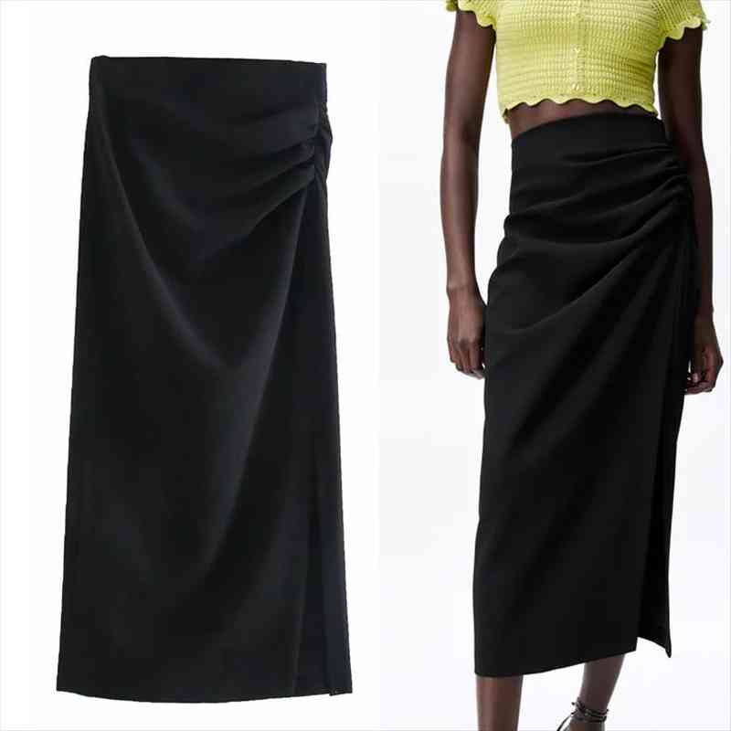 za high waist pencil black women skirt long summer fashion ruched midi ladies split wrap skirts
za high waist pencil black women skirt long summer fashion ruched midi ladies split wrap skirts