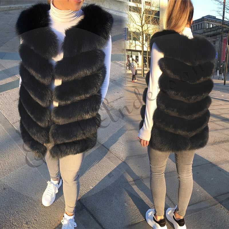 Winter BIGSALE Women Real Fur Vest Natural Genuine Leather Long Gilet's Full Pelt Waistcoat 211110