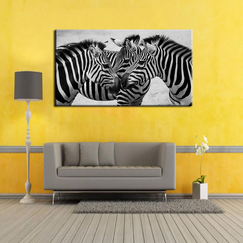 Black White Canvas Art Three Zebras Animal Painting Wall Art Prints Poster for Living Room Home Decor Modular Pictures