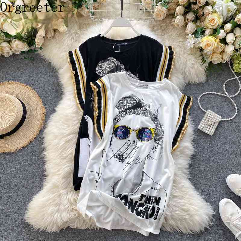 Summer round Neck Wooden Ear Sleeveless Long Tshirt Dress Figures Printed Sequined Glasses Stripes T-shirt for Women 210525, White
Summer round Neck Wooden Ear Sleeveless Long Tshirt Dress Figures Printed Sequined Glasses Stripes T-shirt for Women 210525, White