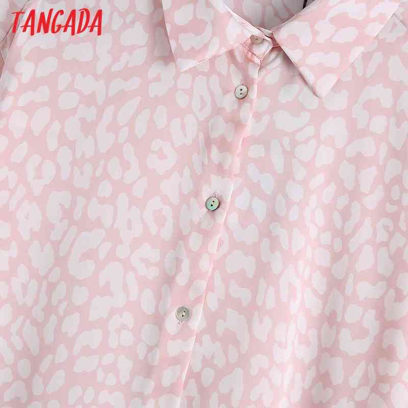 Spring Women Pink Oversized Animal Print Blouse Long Sleeve Chic Female Office Lady Shirt Blusas BE471 210416