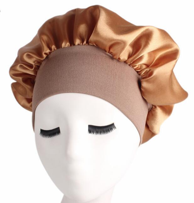 Newly Women's Satin Solid Sleeping Hat Night Sleep Hair Care Bonnet Nightcap For Women Men Unisex Cap bonnet de nuit GC559
