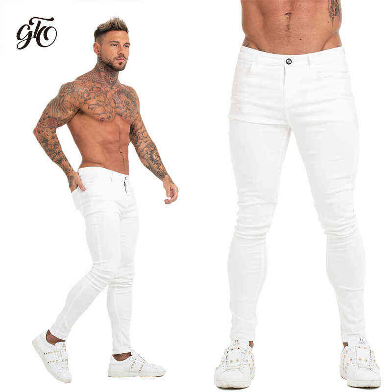 GINGTTO Jeans Men Elastic Waist Skinny Jeans Men Stretch Ripped Pants Streetwear Mens Denim Jeans Blue 211120