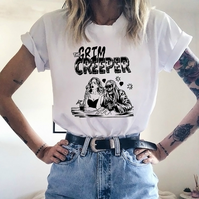 The Crim Creeper Skeleton Love Women T Shirt Grunge Harajuku Graphic Tee Hipster Short Sleeve O-neck Gothic Female Tops Clothes 210518, White
The Crim Creeper Skeleton Love Women T Shirt Grunge Harajuku Graphic Tee Hipster Short Sleeve O-neck Gothic Female Tops Clothes 210518, White