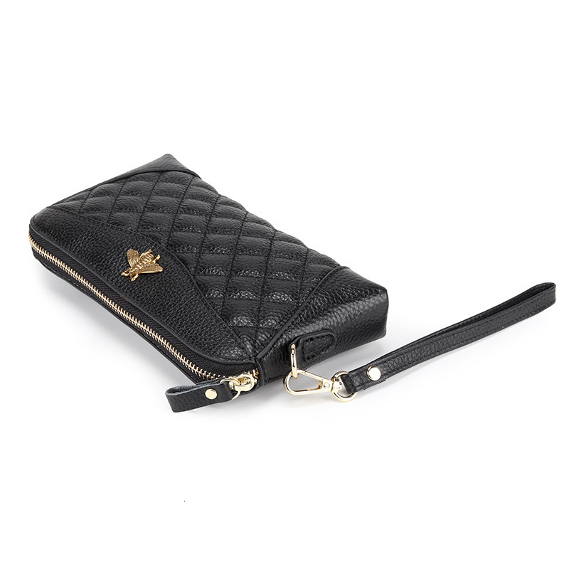 Wallet First Layer Cowhide Handbag Women Leather Grab Bag Simple Soft Mother's Mobile Phone Zero Long Small 049
