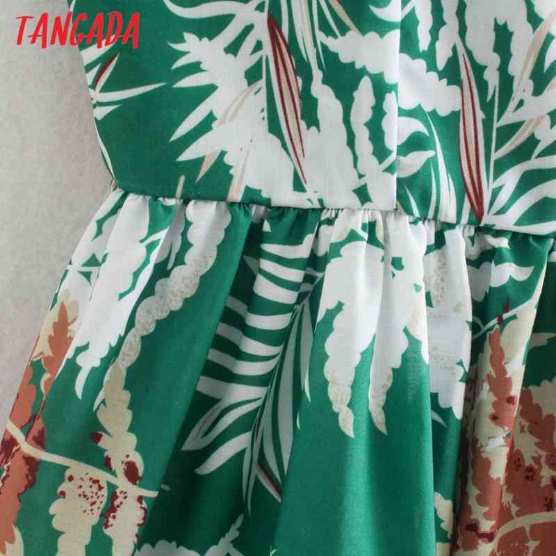 Women Chic Fashion Leaf Print Halter Dress Vintage Strap Sleeveless Back Zipper Female Dresses Vestidos 2W94 210416