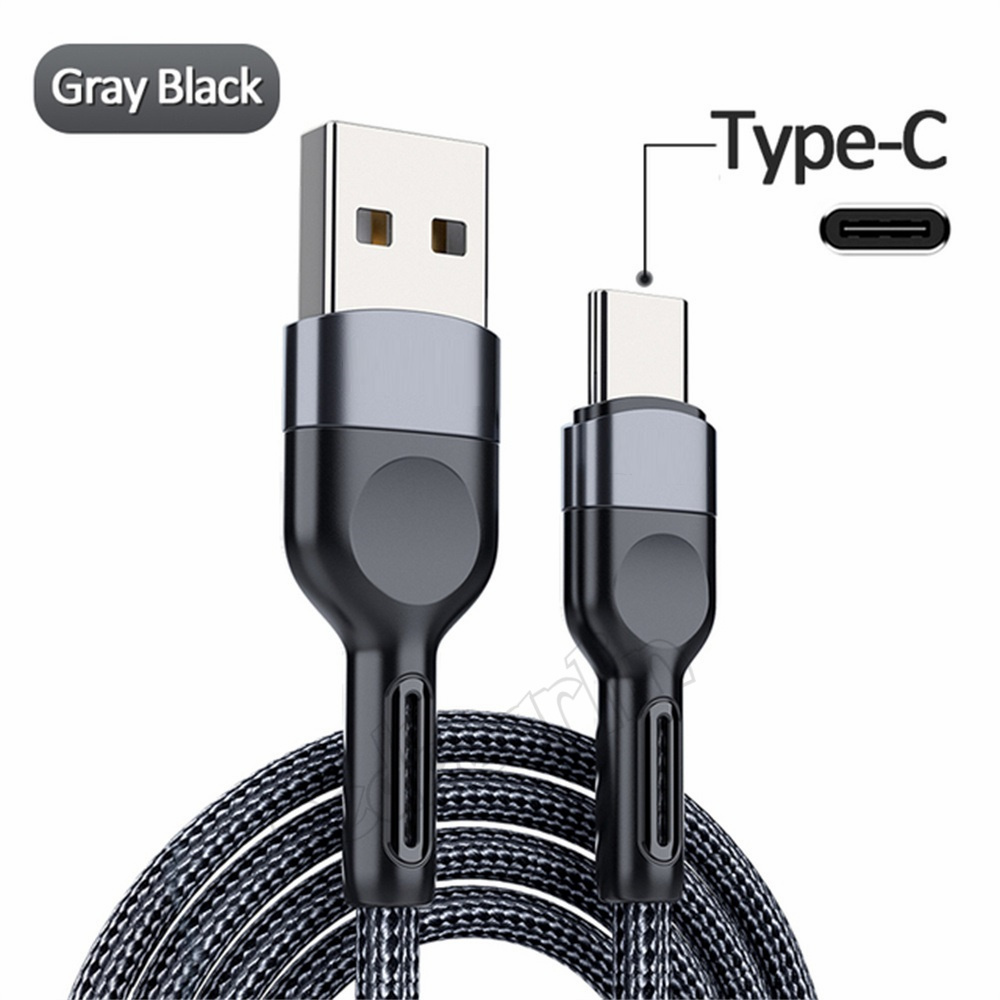 Fast Quick Charger cables Aluminum Alloy 3A 1m 2m Type c micro 5pin Braided Data Cable For Samsung S10 S20 htc lg android phone