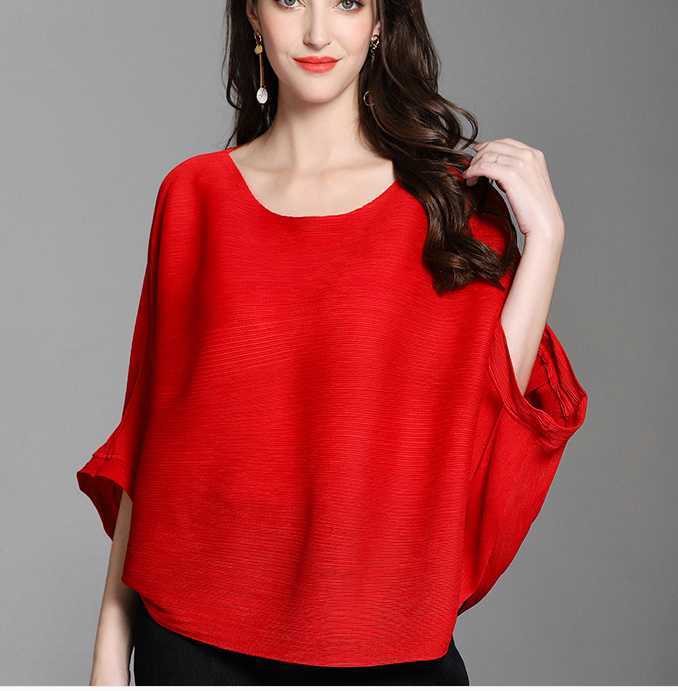 Autumn Fashion Women Shirts Solid Color Wild Casual Bat Sleeve Ladies T Three Quarter Clothing 210615Z