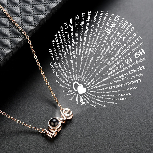 Letter Projection Necklace 100 Languages I Love You Pendant Necklaces Copper Chains Women Wedding Valentine's Day Memory Jewelry, Silver
Letter Projection Necklace 100 Languages I Love You Pendant Necklaces Copper Chains Women Wedding Valentine's Day Memory Jewelry, Silver
