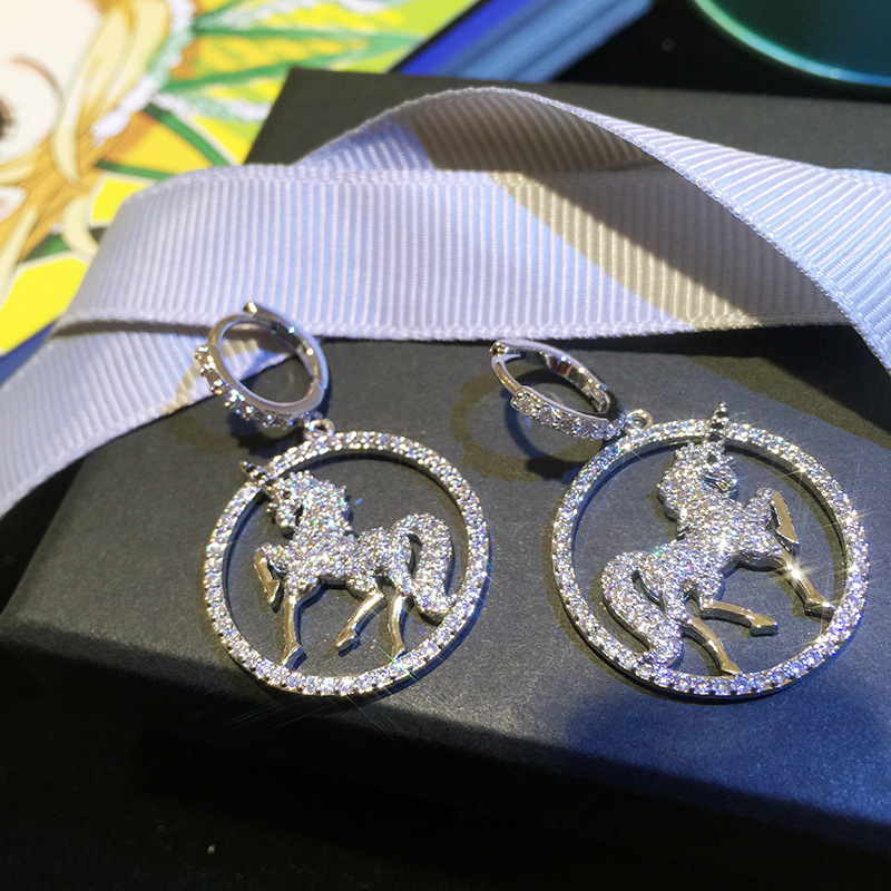 Handmade Animal Original 925 sterling silver Dangle Earring Dimaond Jewelry Party Wedding Drop Earrings for Women Bridal Gift