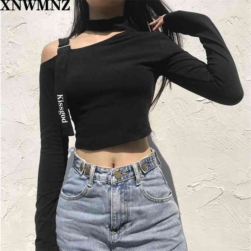 Off Shoulder Halter Sexy Womens T Shirt Harajuku Letter Print Ribbon Halterneck Long Sleeve Crop Top Basic Tshirt Women 210520, Black
Off Shoulder Halter Sexy Womens T Shirt Harajuku Letter Print Ribbon Halterneck Long Sleeve Crop Top Basic Tshirt Women 210520, Black