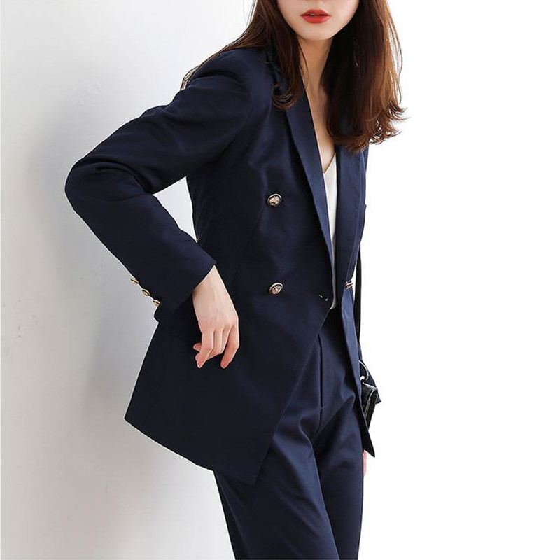 Fashion Female Blazer Pants Suit OL Elegant Business Wear Blazers + Suits 2 Piece Set Women Clothing 210421