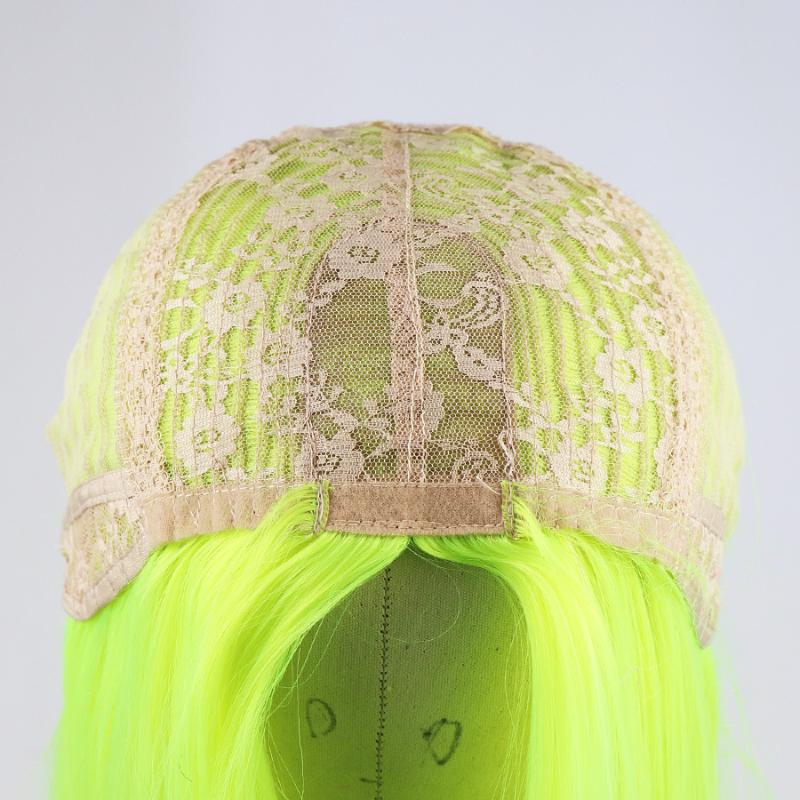 Synthetic Wigs Fluorescent Yellow Color Hair Silky Long Straight Bright Green Heat Resistant Cosplay For Black Women