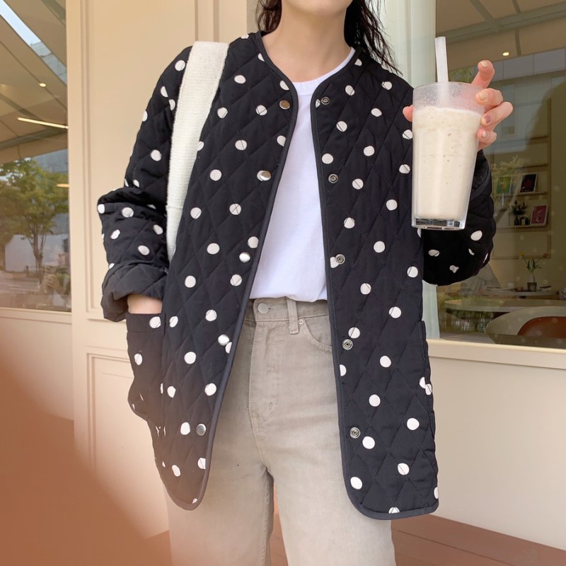 downs Winter Polka Dot Women Coat O-Neck Warm Loose Casual Jacket Female Long Sleeve Outwear Elegant Tops, Black
downs Winter Polka Dot Women Coat O-Neck Warm Loose Casual Jacket Female Long Sleeve Outwear Elegant Tops, Black