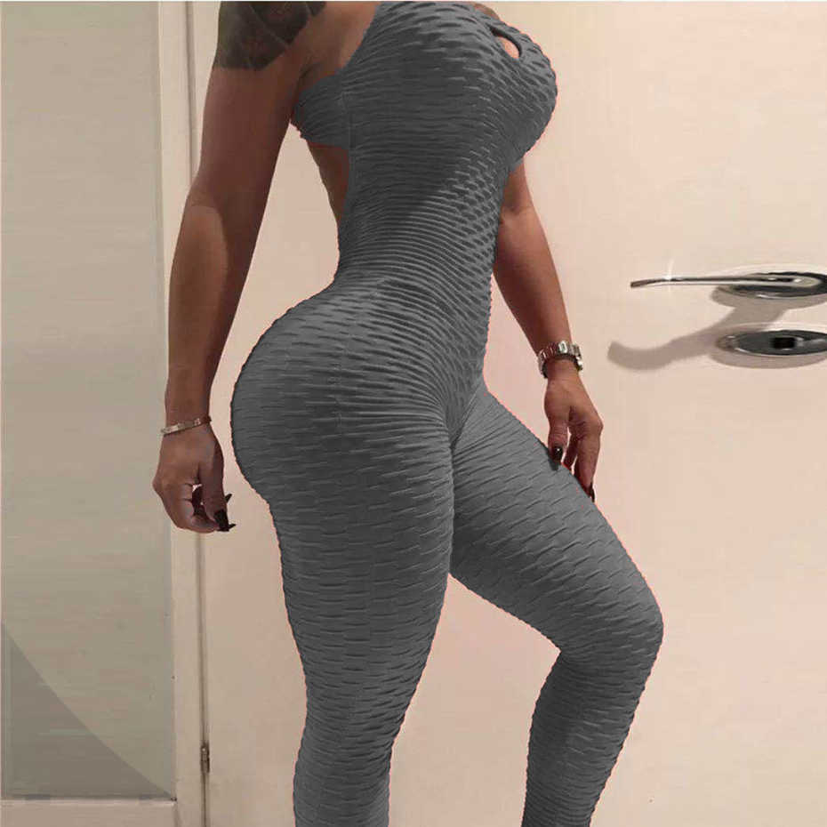 Suit Sportswear Workout Clothes For Women Slim Fiess Yoga Set Stretchy Leggings Running Sets Bandage Gym Bodysuit Q1901