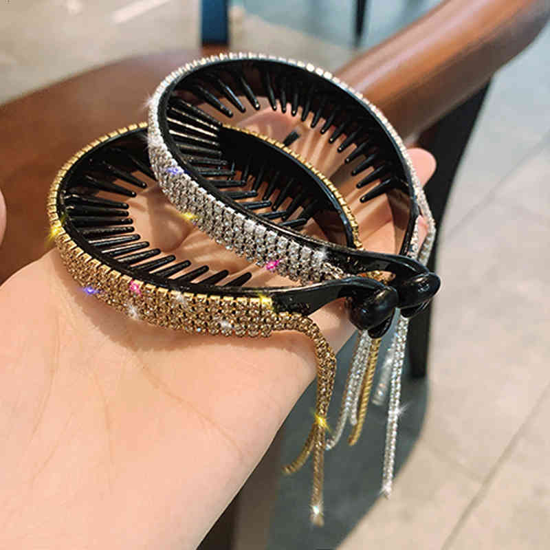 Hair Accessories Korean Star Same Tassel Ball Head Dish Artifact Female Back of Grab Clip Rhinestone Horsetail Ornament