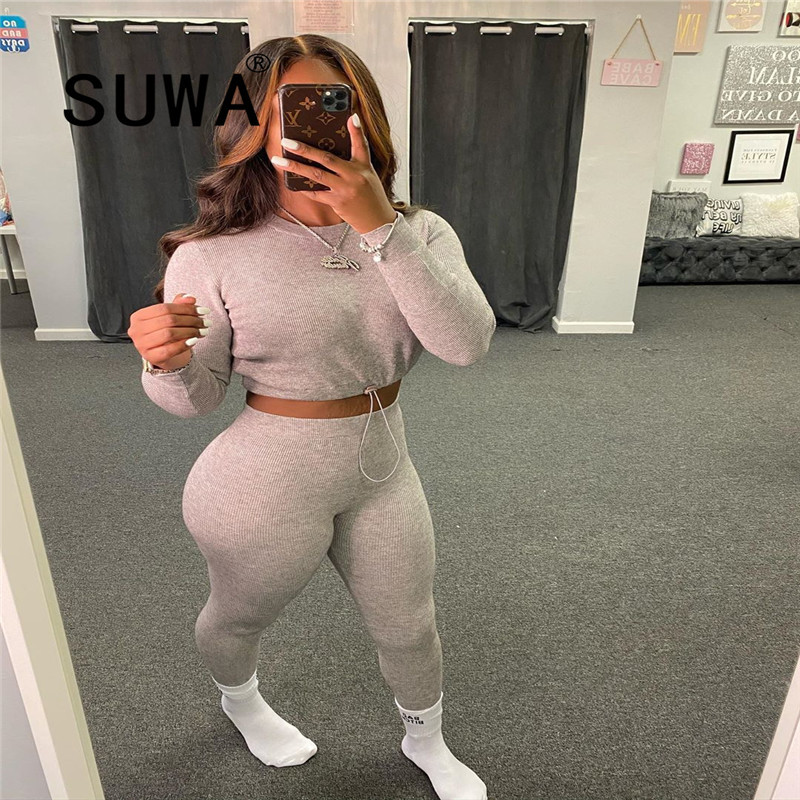 2 Piece Joggers Set Women Clothing Lounge Wear Matching Sets Long Sleeve Crop Tops + Sport Pants Trousers Fall Clothes Tracksuit 210525, Khaki
2 Piece Joggers Set Women Clothing Lounge Wear Matching Sets Long Sleeve Crop Tops + Sport Pants Trousers Fall Clothes Tracksuit 210525, Khaki