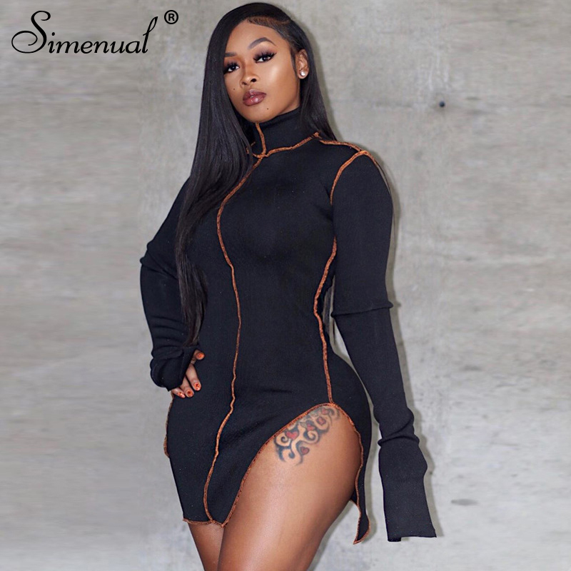 Simenual Side Slit Patchwork Women Casual Dresses Long Sleeve Athleisure Fashion 2021 Bodycon Mini Dress Slim Sporty Clothing, Black
Simenual Side Slit Patchwork Women Casual Dresses Long Sleeve Athleisure Fashion 2021 Bodycon Mini Dress Slim Sporty Clothing, Black