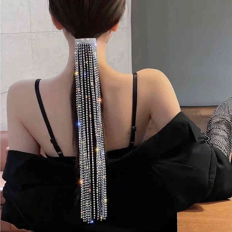 Shine Full Rhinestone Hairpin Woman Long Tassel Crystal Hair Accessories Wedding Banquet Jewelry Headdress Ponytail Holder Bobby Pin hxx, Golden;silver
Shine Full Rhinestone Hairpin Woman Long Tassel Crystal Hair Accessories Wedding Banquet Jewelry Headdress Ponytail Holder Bobby Pin hxx, Golden;silver