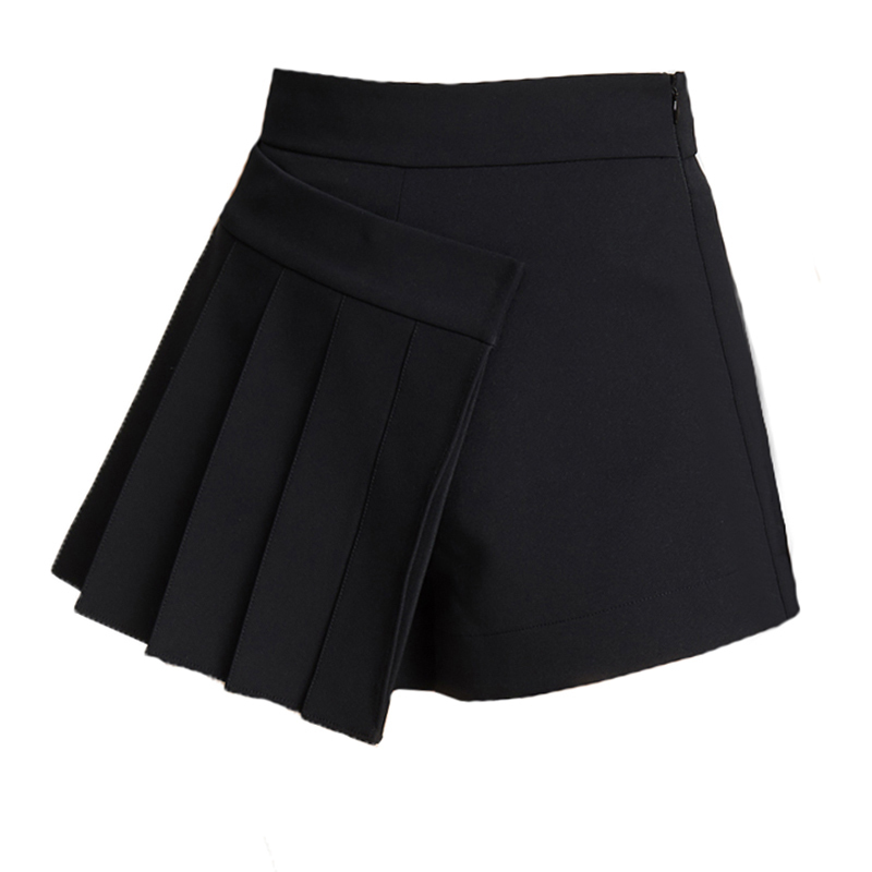 Black Asymmetrical Skirt For Women High Waist Minimalist Korean Pleated Mini Skirts Female Summer Fashion 210521