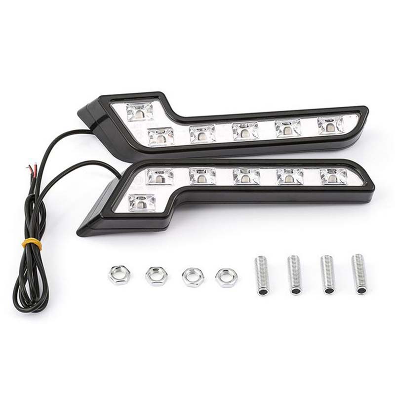 Vehicle Lights 12V L Shaped Driving Lamp Daytime Running Fog Light Durable Waterproof Car LED Lamps 1 Pair