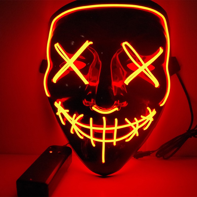 Led Party Mask Halloween Masks Festival Cosplay Costume Supplies Light Glow In The Dark Horror Glowing Masker Mixed Colors