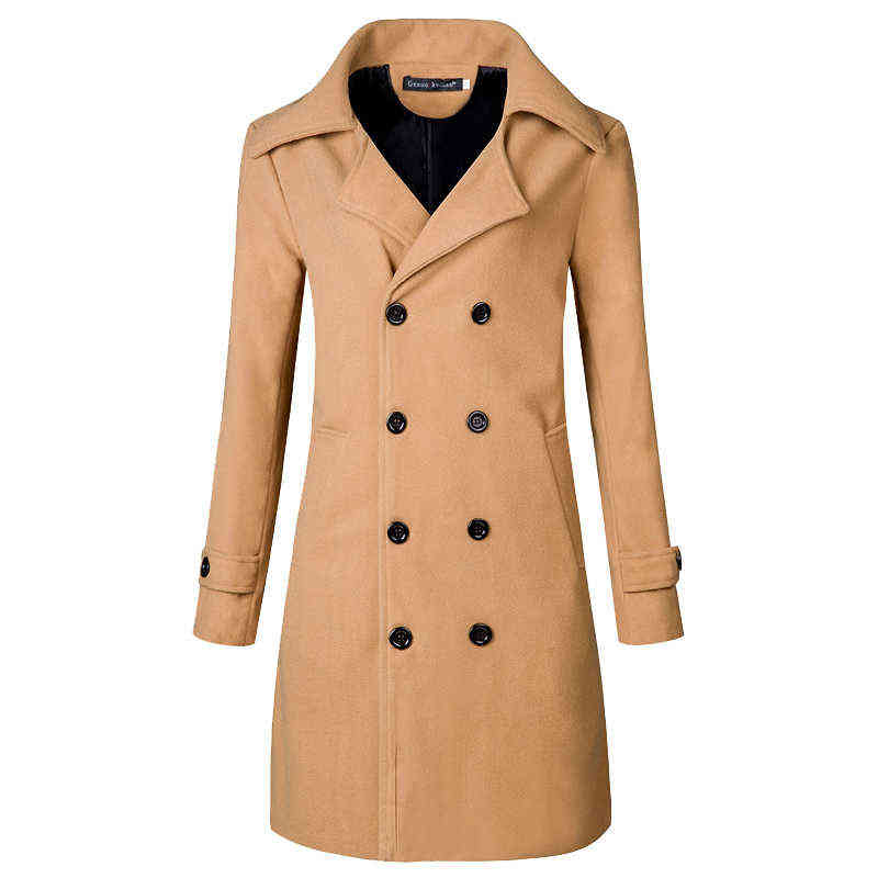 Winter Wool Coat Men Leisure Long Sections Woolen Coats Men's Casual Fashion Jackets/Casual Men Overcoat F82608 211122