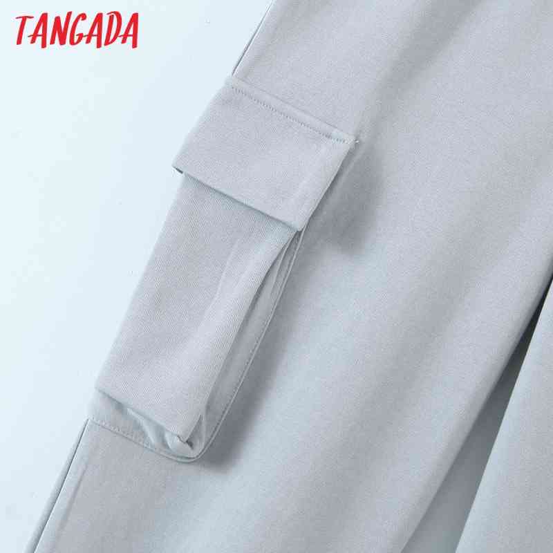 women Gray Long Pants High Quality Big Strethy Waist Trousers Joggers Female Sweatpants QW77 210416