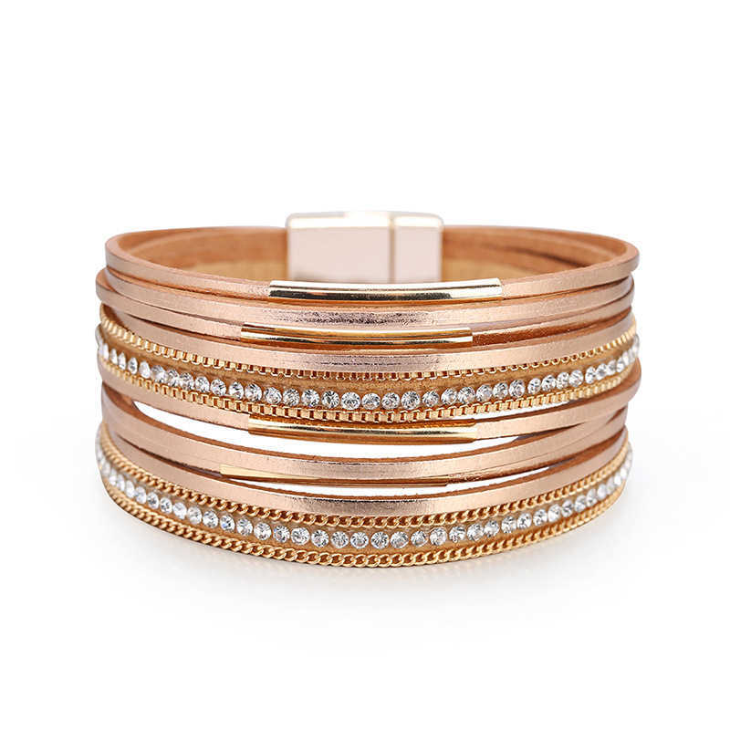 Kirykle Boho Women Bracelet Multilayer Rhinestone Chain Leather Bracelet Fashion Crystal Bracelets Bangle Casual Femme Jewelry Q0719
Kirykle Boho Women Bracelet Multilayer Rhinestone Chain Leather Bracelet Fashion Crystal Bracelets Bangle Casual Femme Jewelry Q0719