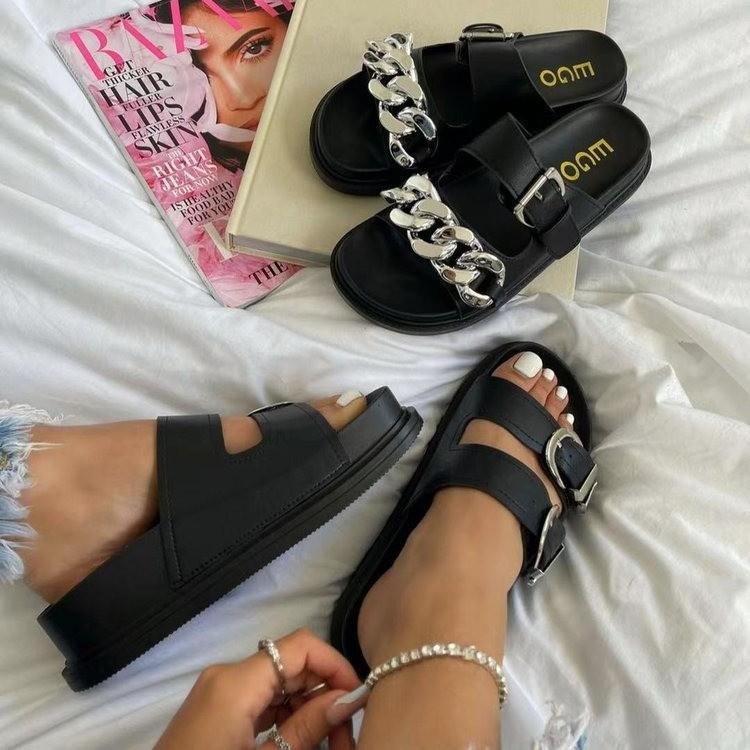 Slippers Fashion Chains Open Toe Buckle Strap Slides Runway Ladies Sandals Summer Black White Shoes Woman Peep Sexy
Slippers Fashion Chains Open Toe Buckle Strap Slides Runway Ladies Sandals Summer Black White Shoes Woman Peep Sexy
