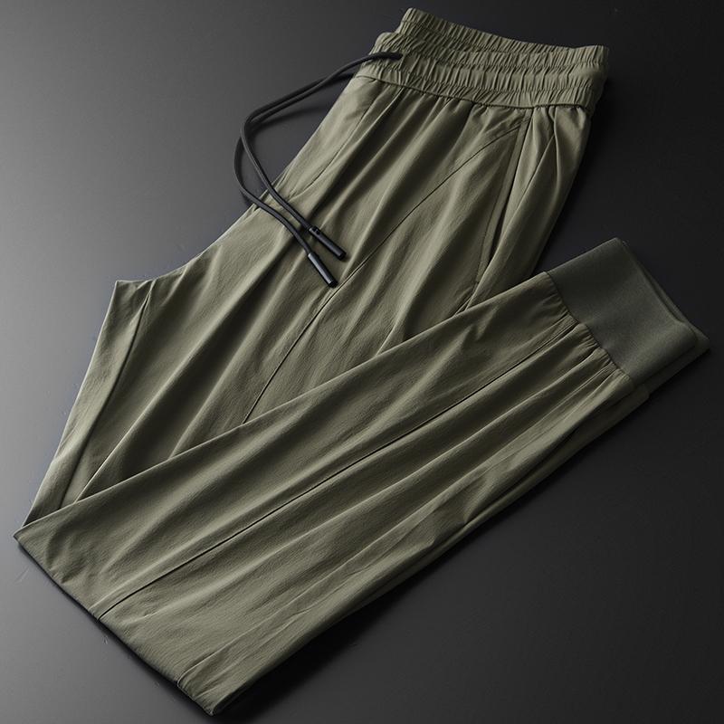 Men Luxury Khaki Elastic Waist Ankle-length Pants Summer Fashion Casual Sport Thin Mens Trousers Plus Size 4XL Men's