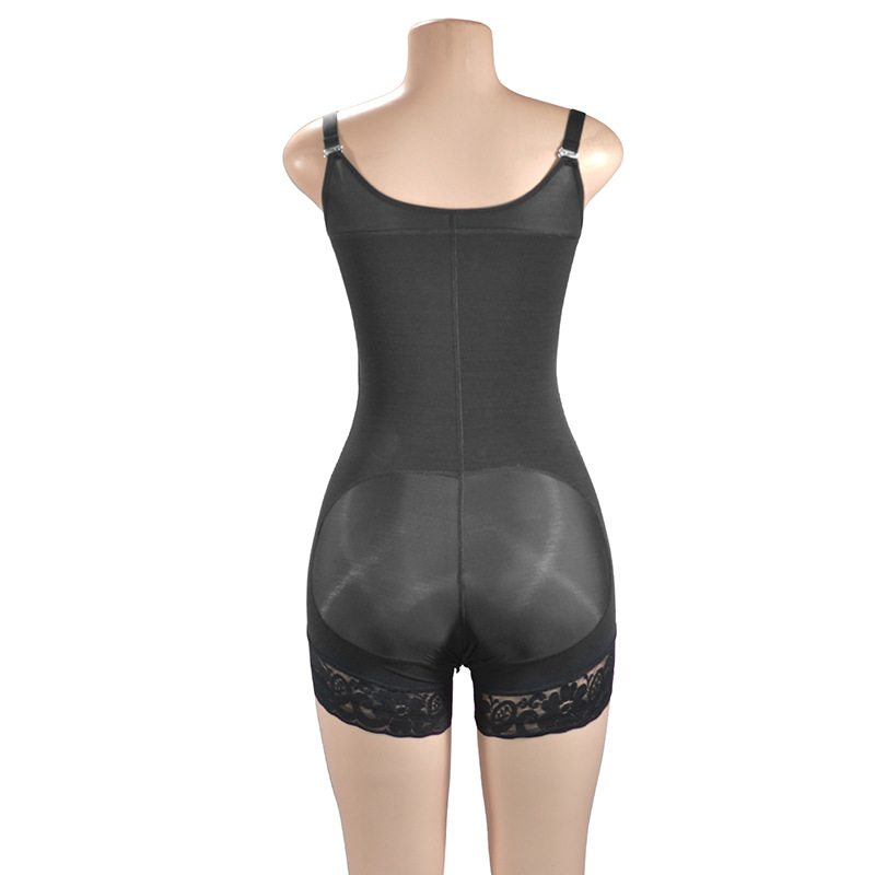 Women Tummy Control Butt Lifter Body Shaper with Lace Hem Fajas Reductoras Colombianas High Compression Shapewear 4-Row Hooks