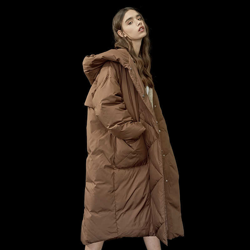 S- 7XL Plus Size Winter Oversize Warm Duck Down Coat Female X-Long Jacket Hooded Style Thick Parkas 92 210918