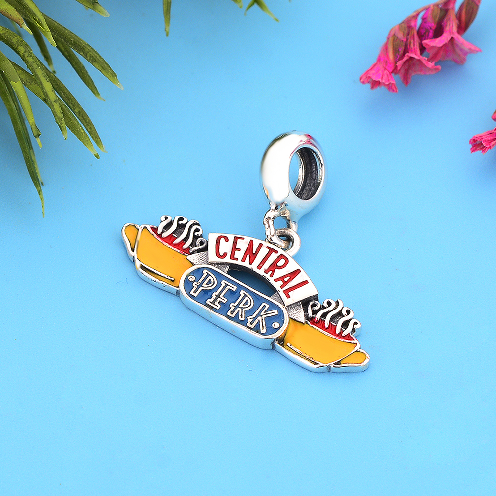 Fit Original Charm Bracelet 925 Sterling Silver Friends Pendant Central Perk Coffee Shop Bead For Making Women Retro Berloque