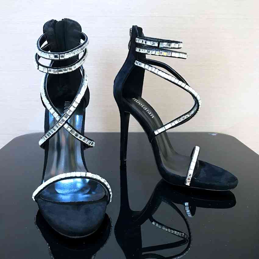 dress shoes women's sandals, high heels, two-inch heels. a6vg, Black