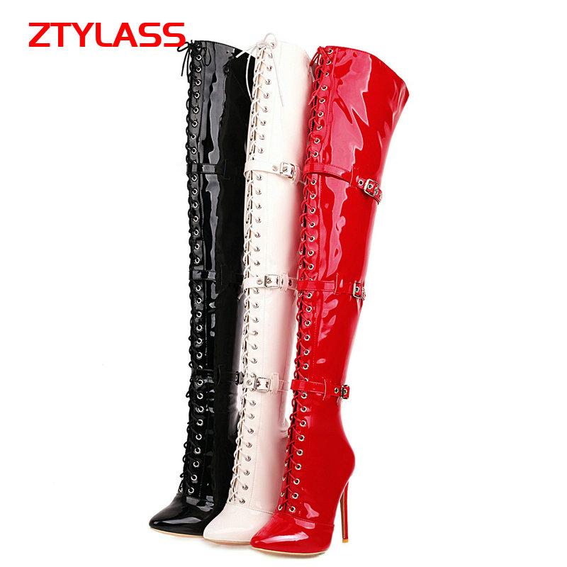 Boots 2021 Lace Up Motorcycle Over The Knee Patent Leather Thin High Heel Long Autumn Winter Buckle Women Shoes, Black
Boots 2021 Lace Up Motorcycle Over The Knee Patent Leather Thin High Heel Long Autumn Winter Buckle Women Shoes, Black