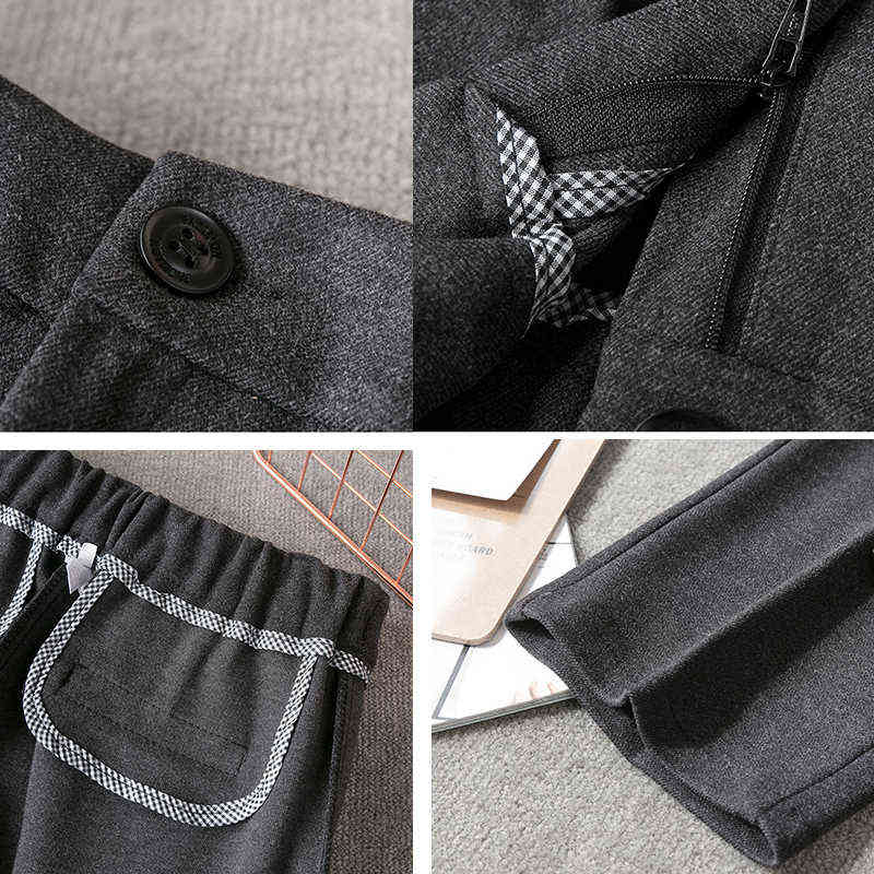 High Waist Woman Woolen pants Loose apricot gray business OL blazer suit female autumn winter 211115