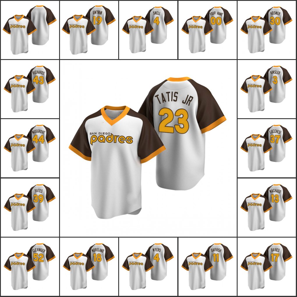 San DiegoPadres Men Women Youth #19 Tony Gwynn 23 Fernando Tatis Jr. 11 Yu Darvish 44 Joe Musgrove Custom White Cooperstown Collection, Black
San DiegoPadres Men Women Youth #19 Tony Gwynn 23 Fernando Tatis Jr. 11 Yu Darvish 44 Joe Musgrove Custom White Cooperstown Collection, Black