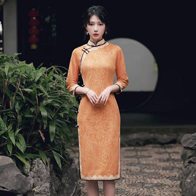 Ethnic Clothing Side Split Sexy Qipao Satin Lace Trim Women Cheongsams Summer Mandarin Collar Dresses Floral Large Size 3XL Retro Vestidos
Ethnic Clothing Side Split Sexy Qipao Satin Lace Trim Women Cheongsams Summer Mandarin Collar Dresses Floral Large Size 3XL Retro Vestidos