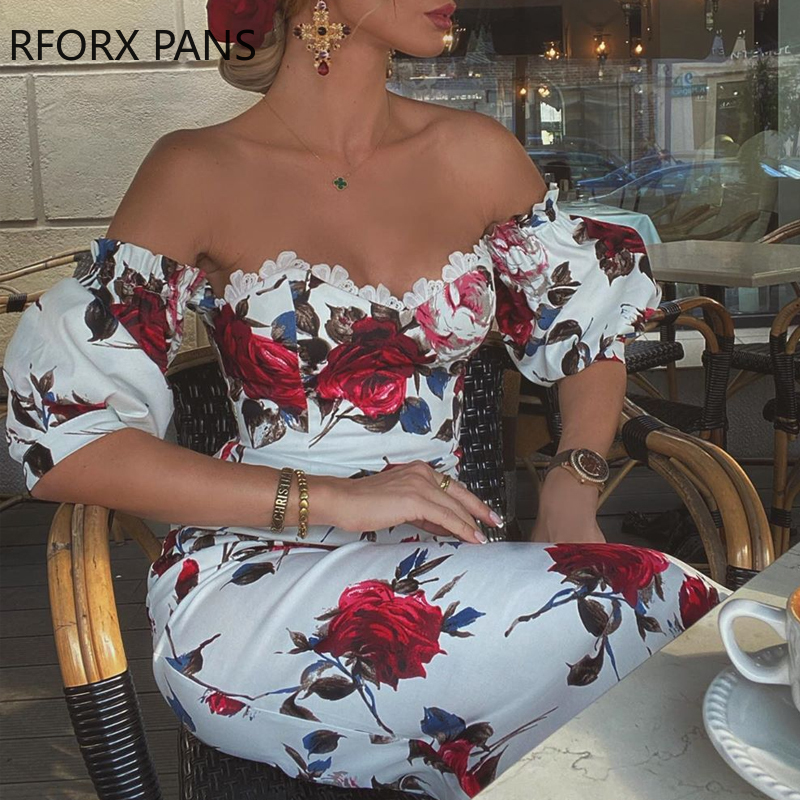 Women Short Sleeve Floral Print Lace Trim Midi Dress Bodycon Sexy Party Dress, White
Women Short Sleeve Floral Print Lace Trim Midi Dress Bodycon Sexy Party Dress, White