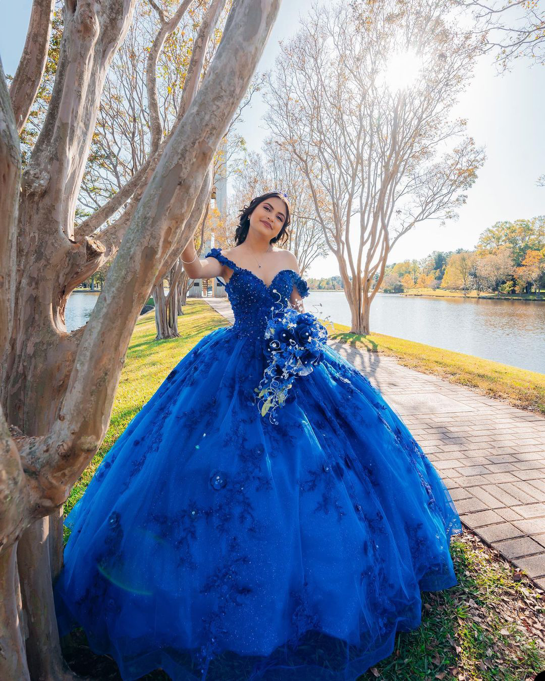 Blue A-Line Wedding Dress With Sleeveless Backless Organza Applique Sequins Princess Formal Occasion Custom Made Tulle Floor-length De Mariée