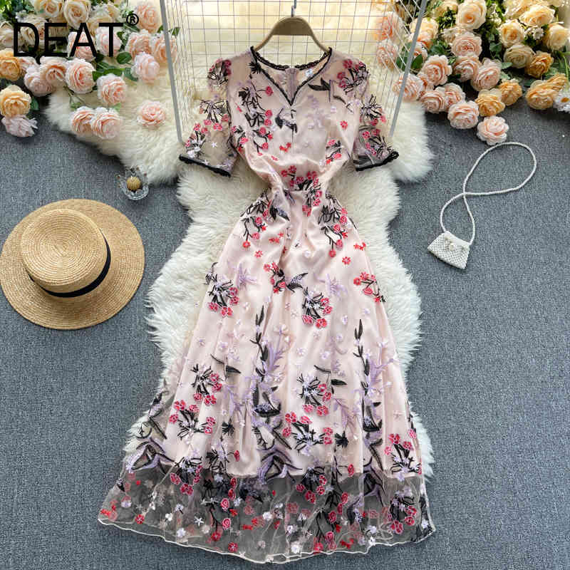 Summer Arrivals Short Sleeve V-neck Hollow Out Waist Slim Vintage Embroidery A-line Long Dress MZ732 210525, Apricot pink
Summer Arrivals Short Sleeve V-neck Hollow Out Waist Slim Vintage Embroidery A-line Long Dress MZ732 210525, Apricot pink