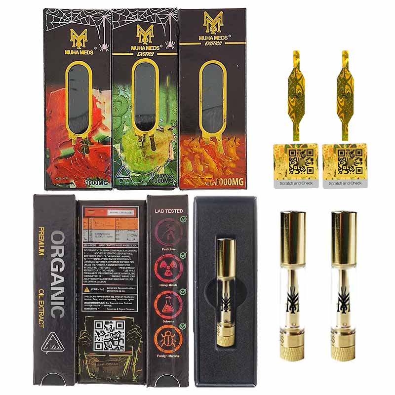 Muha Meds Live Resin Carts 0.8ml Gold Tip Atomizer Thick Wax Vapes Pen Cartridge 510 Thread Ceramic Coil Glass Tank Vaporizer New Packaging
Muha Meds Live Resin Carts 0.8ml Gold Tip Atomizer Thick Wax Vapes Pen Cartridge 510 Thread Ceramic Coil Glass Tank Vaporizer New Packaging