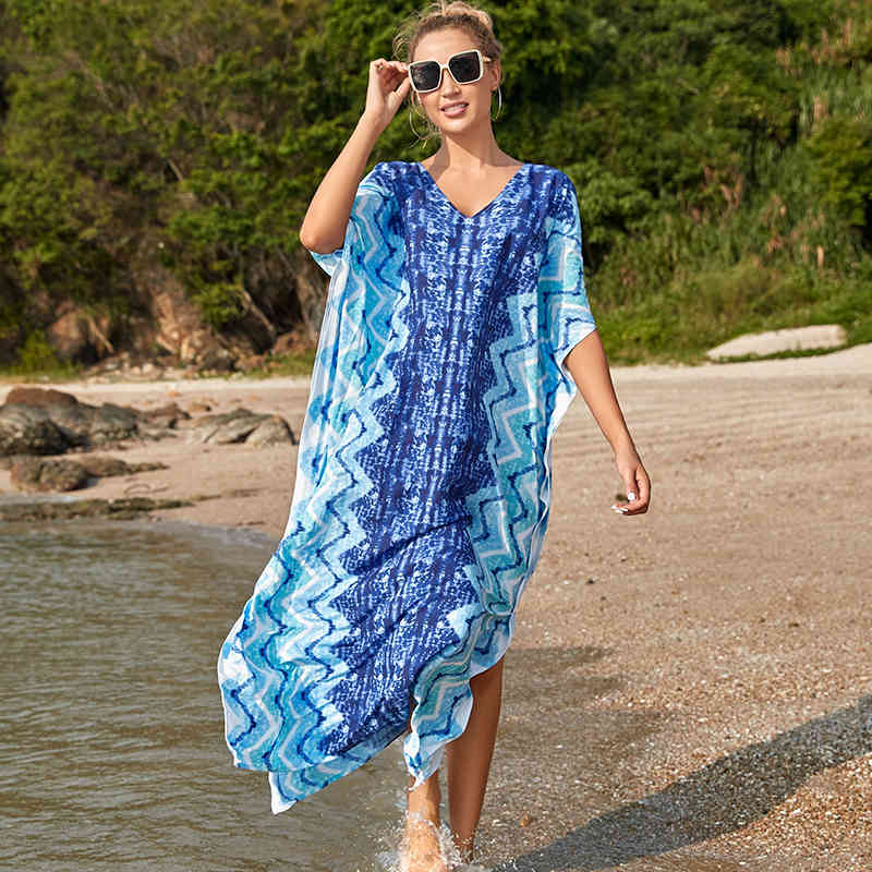 Plus Size Quick-drying Kaftan Tunic Beach Cover Up Saida de Praia Swimsuit Women Bikini Cover-ups Pareo Sarong Beachwear Q1223 210420