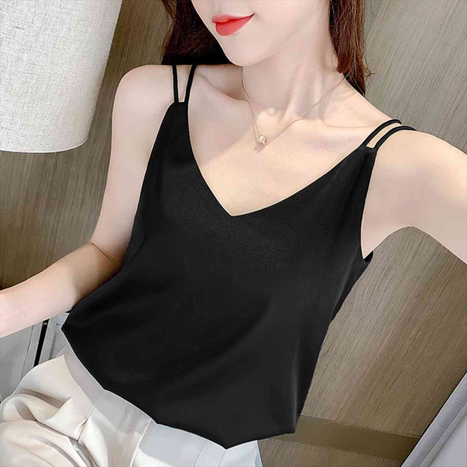 fashion summer loose basic women tanks inside outside wear v neck sleeveless blouse camis shirts bare shoulder back, White
fashion summer loose basic women tanks inside outside wear v neck sleeveless blouse camis shirts bare shoulder back, White