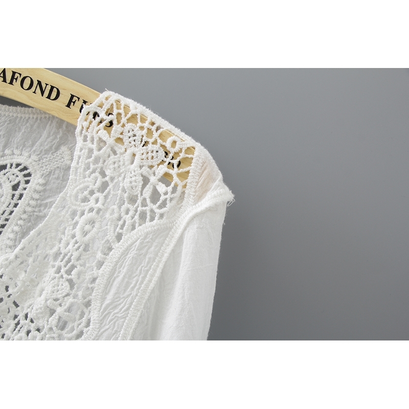 fashion white hollow lace blouse women shirt loose plus size summer ladies tops blusas 0321 40 210506