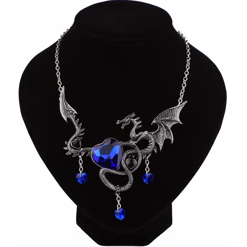 Fashion Heart-shaped Gemstone Alloy Pendant Gothic Punk Fire-breathing Dragon Necklace Jewelry
Fashion Heart-shaped Gemstone Alloy Pendant Gothic Punk Fire-breathing Dragon Necklace Jewelry