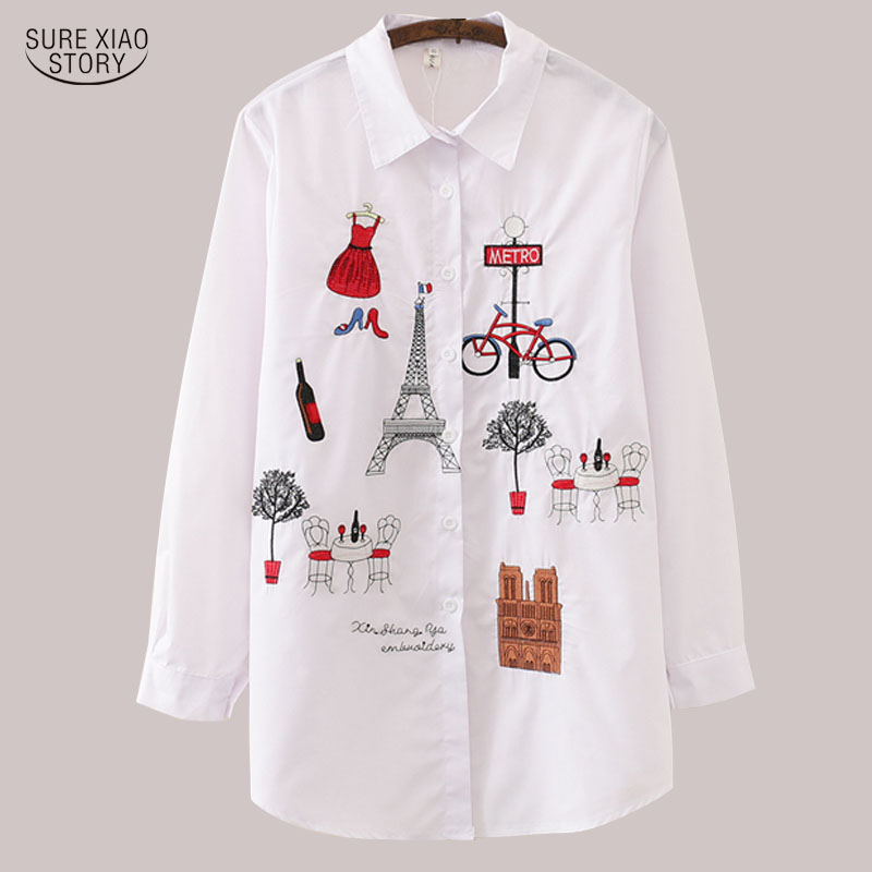 New White Women Blouse 2021 Long Sleeve Cotton Embroidery Blouse Lady Casual Button Design Turn Down Collar Female Shirt 5083, White-coffee cat
New White Women Blouse 2021 Long Sleeve Cotton Embroidery Blouse Lady Casual Button Design Turn Down Collar Female Shirt 5083, White-coffee cat