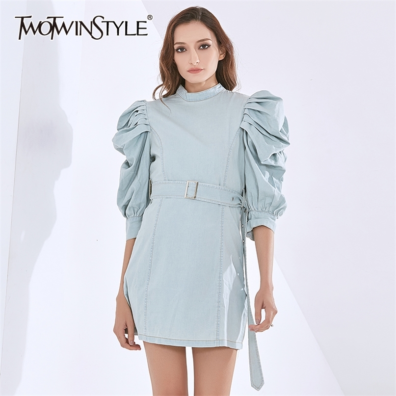 Blue Dress Women Turtleneck Puff Half Sleeve High Waist Lace Up Bownot Midi Dresses Female Summer Clothes 210520
Blue Dress Women Turtleneck Puff Half Sleeve High Waist Lace Up Bownot Midi Dresses Female Summer Clothes 210520